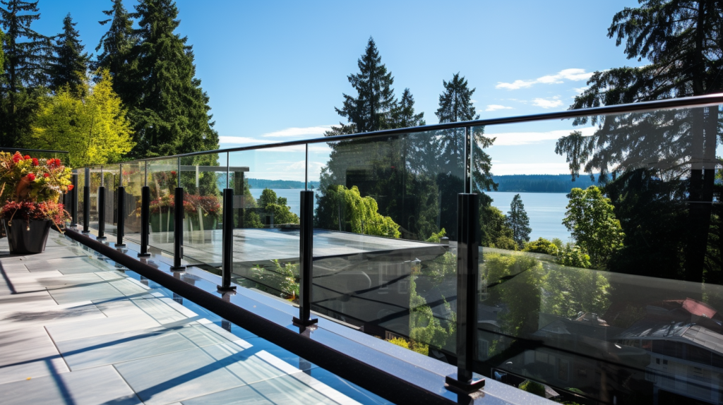 Close-up of sturdy Vancouver glass railing