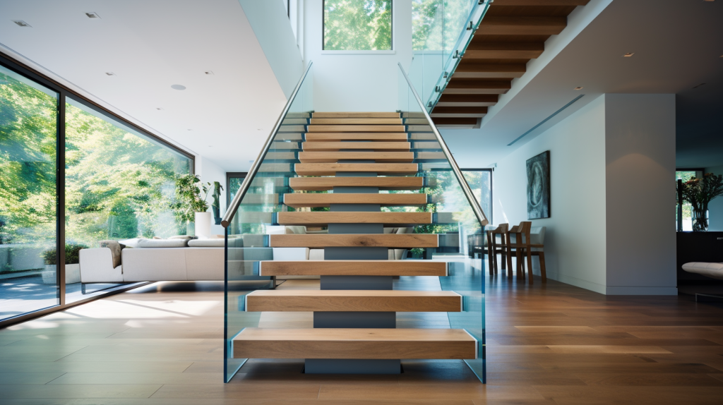 Stylish handrails adding elegance to modern staircase