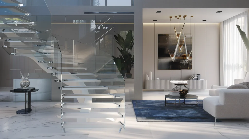 Elegant glass stair panels in a modern Burnaby home
