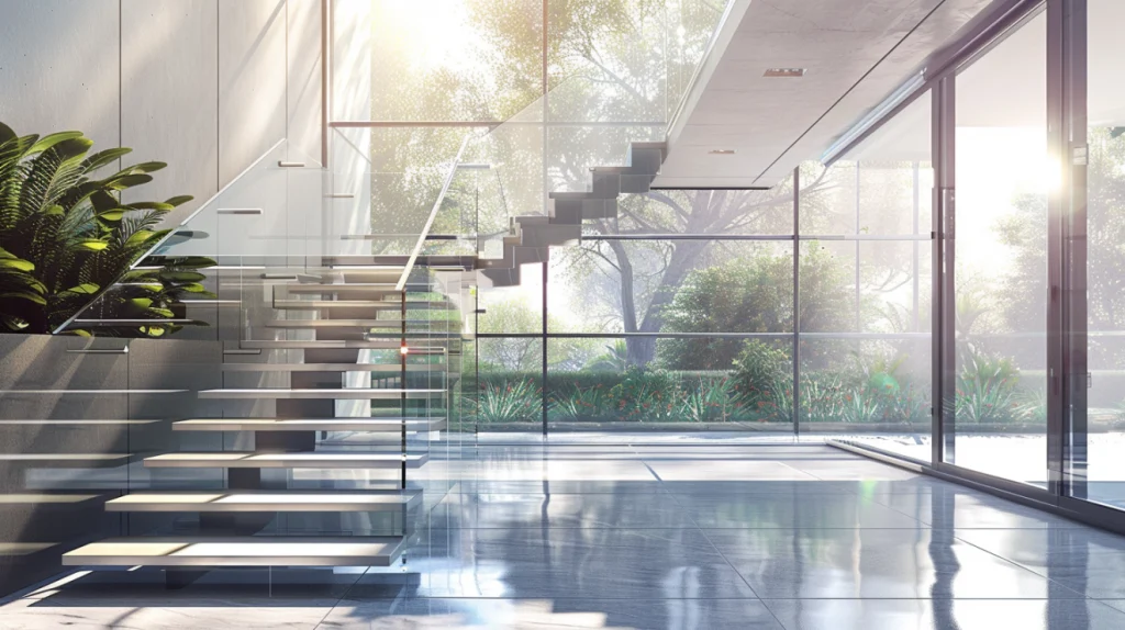 Elegant indoor stair railings in a modern home