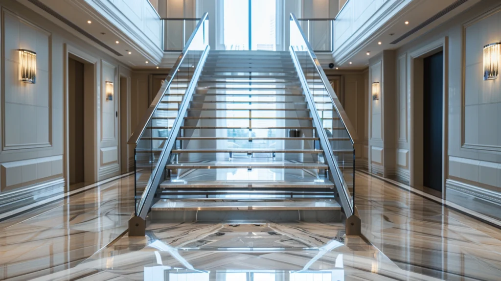Tempered glass railing on a modern home