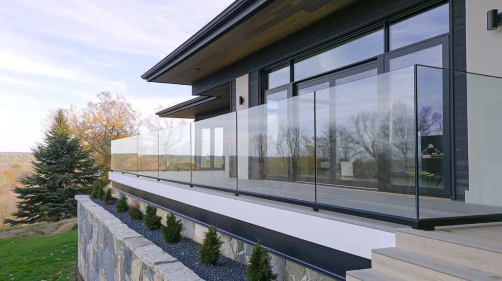 Base shoe moulding in a sleek glass railing system