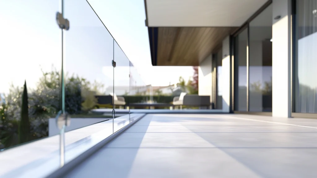 Base Shoe holding a frameless glass railing on a modern staircase.