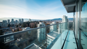 A sleek glass railing overlooking a stunning Vancouver skyline | Belcarraglass