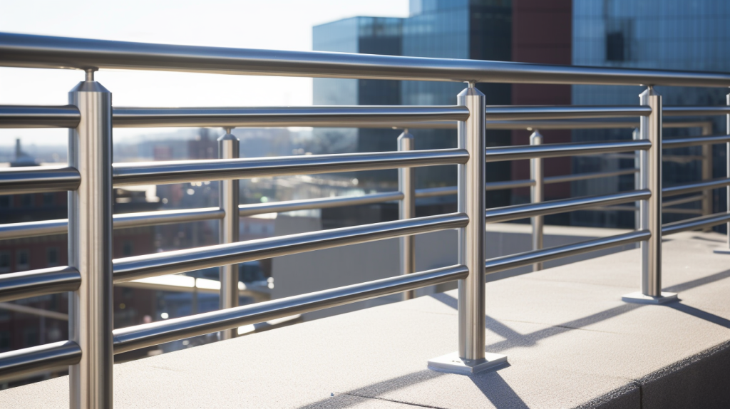 Commercial railing installation in a modern office space