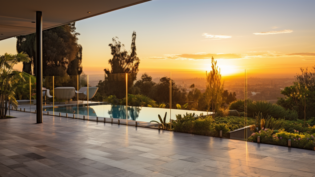 Luxurious Exterior Patio with Frameless Glass Railing