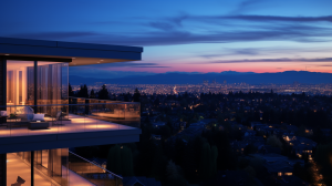 A luxurious property in Burnaby showcasing stunning glass railing installation