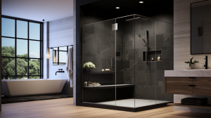 Blog 3 Tempered Glass Shower Door with a modern bathroom backdrop