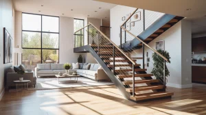 2024 Railing Trends in Modern Home Interior with Horizontal Steel Cable