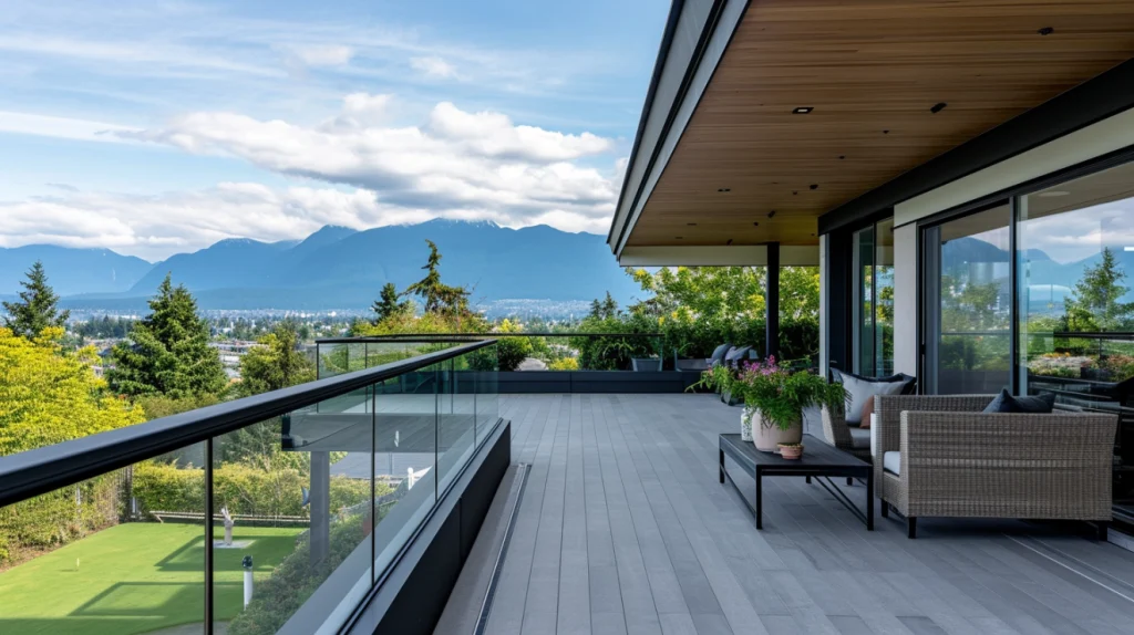Eco-friendly porch railing in Vancouver style with recycled materials