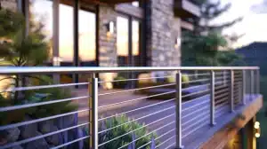 Different deck railing types on a stylish home deck