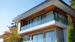 Glass railing Burnaby on a modern balcony with city views