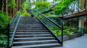 Elegant glass stair railings in a modern Burnaby home