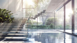 Elegant indoor stair railings in a modern home