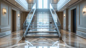 Tempered glass railing on a modern home
