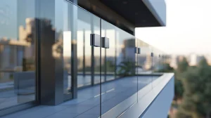 Blog 5 Base Shoe system holding frameless glass railing on outdoor balcony.